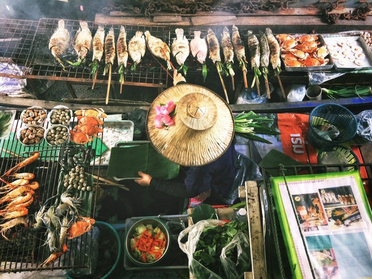 boat full of food in a floating market